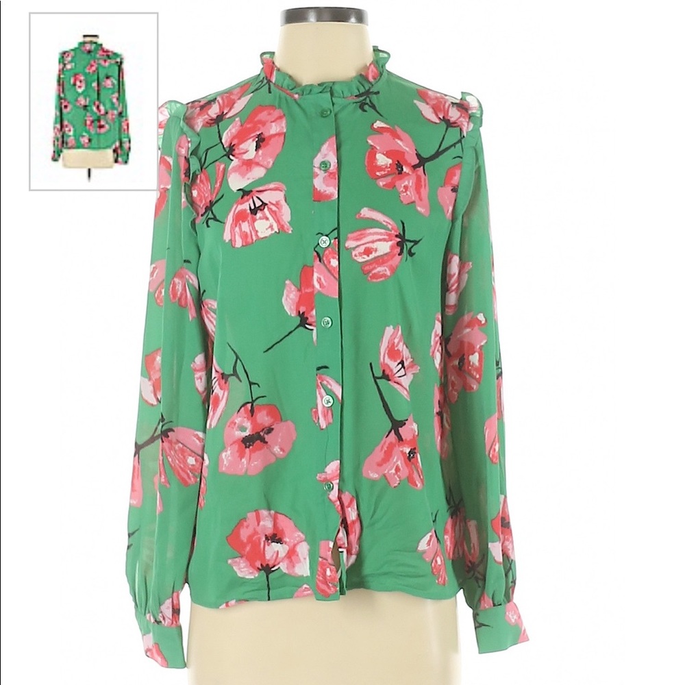 Whowhatwear green floral print blouse